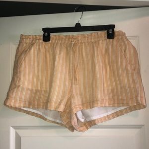 Yellow and white striped shorts